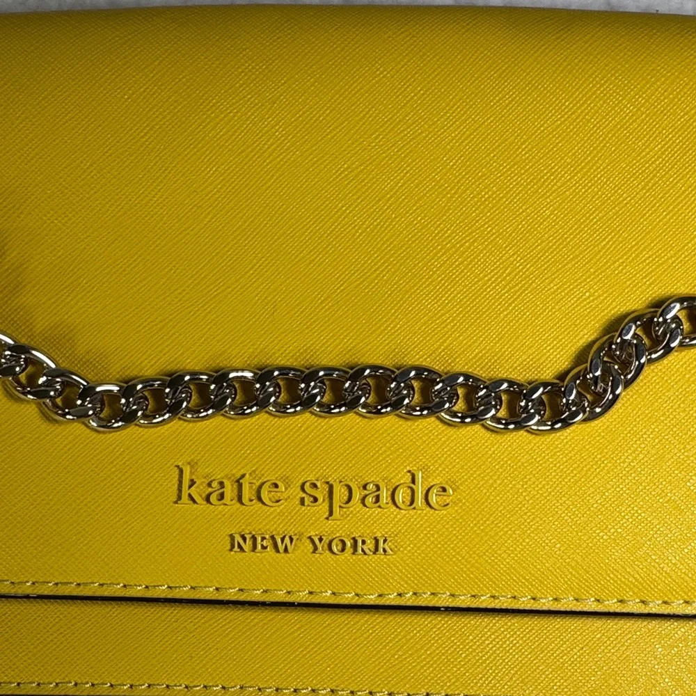 Kate Spade New York Yellow Saffiano Leather Chain‎ Crossbody Bag